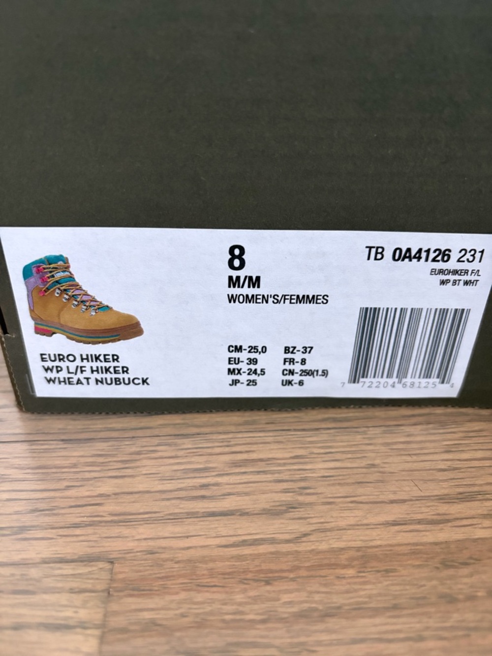 NIB - Timberland Euro Hiker Nubuck Hiking Boots with Teal & Purple Accents - 8 - Picture 8 of 8